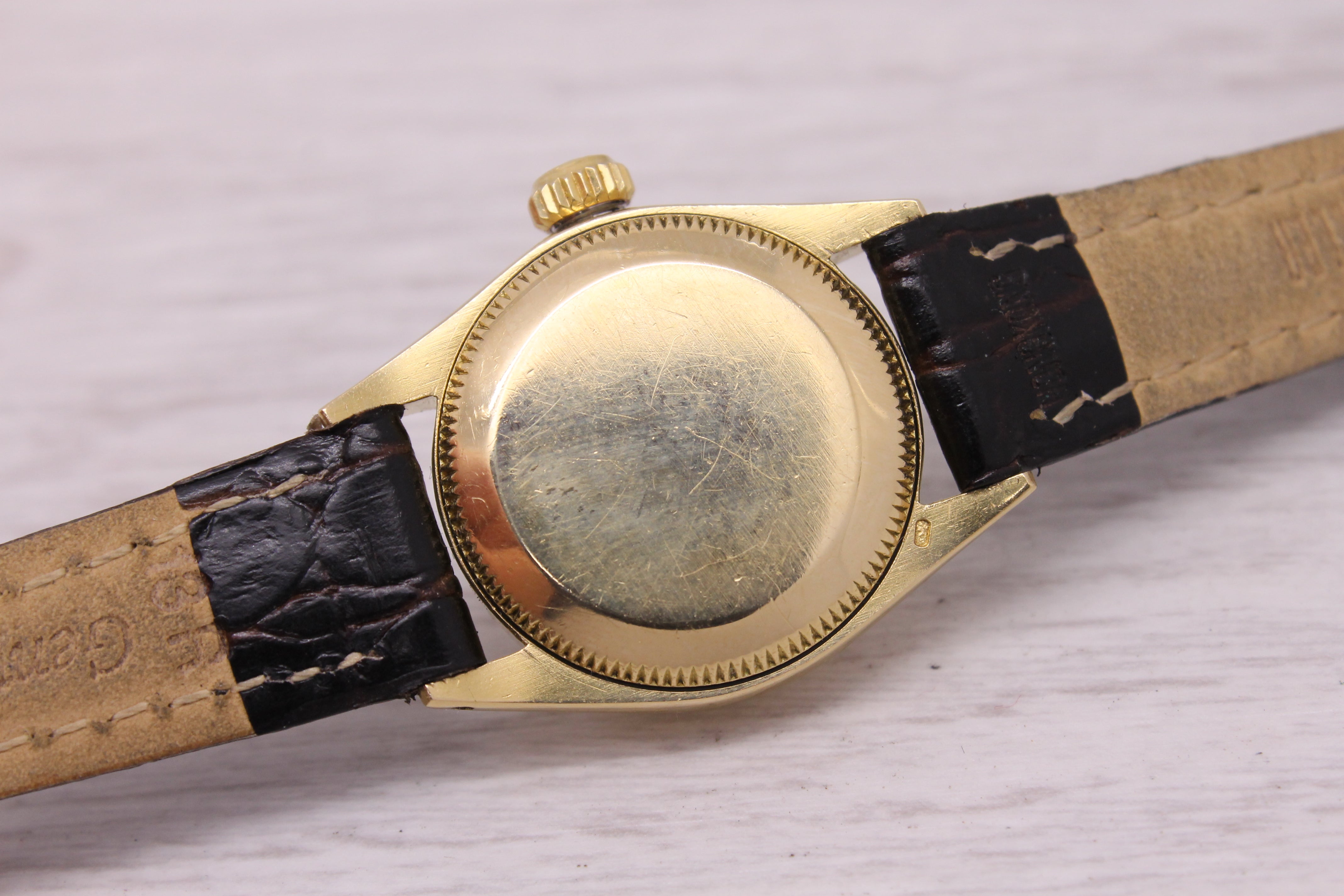 Gray Vintage c.1960 Rolex 6619 Ladies 24.5mm 18k Yellow Gold Automatic Watch Serviced