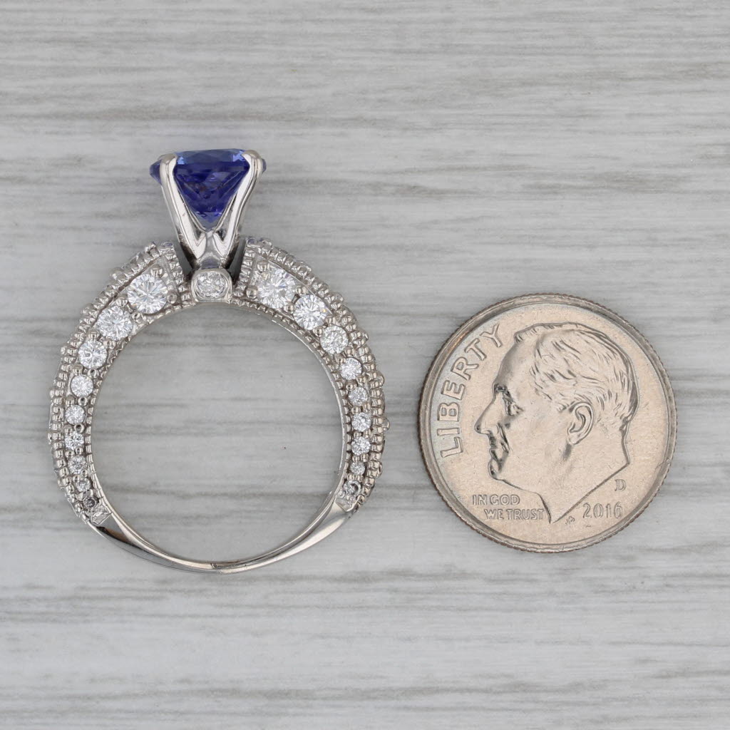 Dark Gray 3cw Tanzanite Diamond Ring 14k White Gold Size 6.5 Engagement
