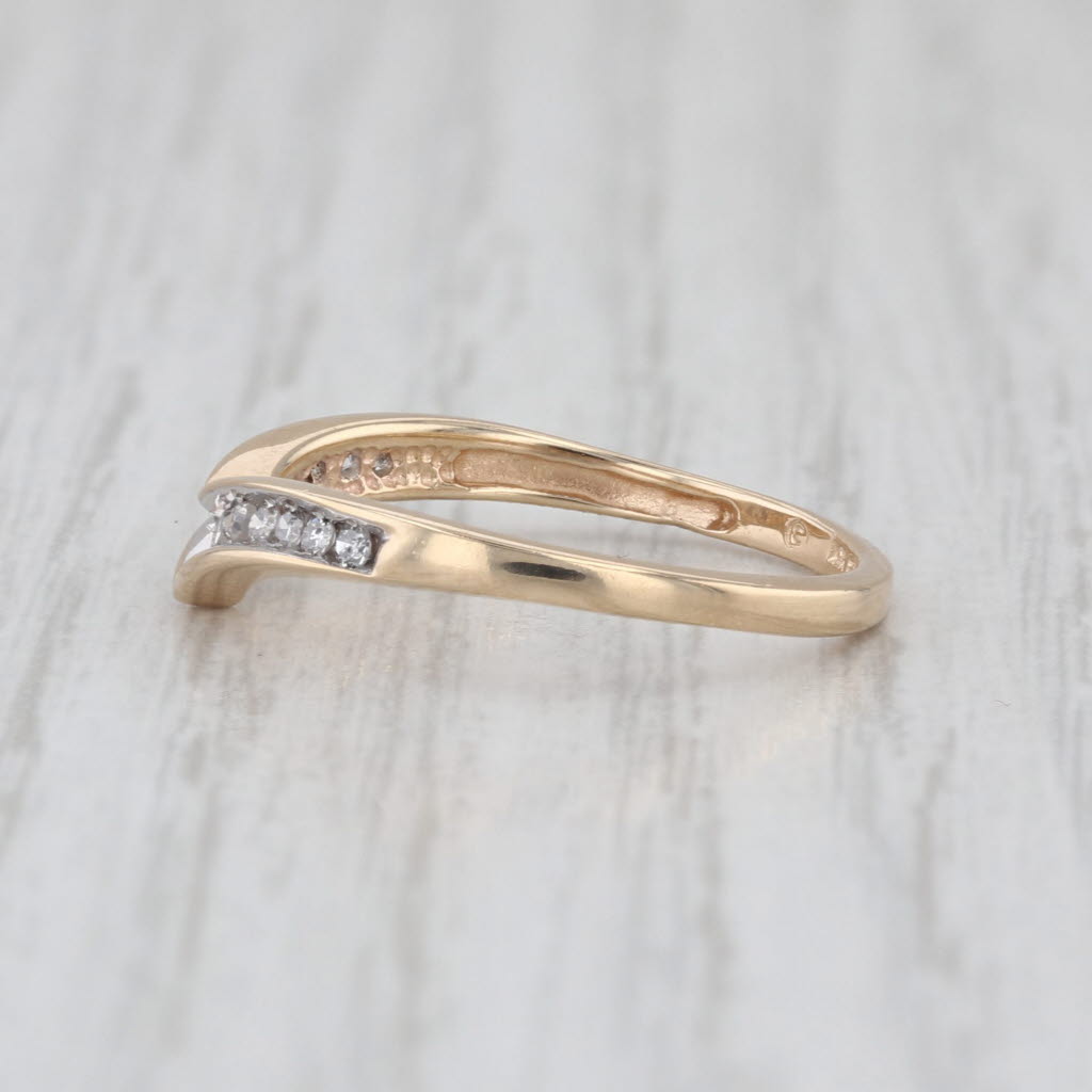 0.11ctw Diamond Contoured Wedding Band 10k Yellow Gold Size 6.75 Stackable