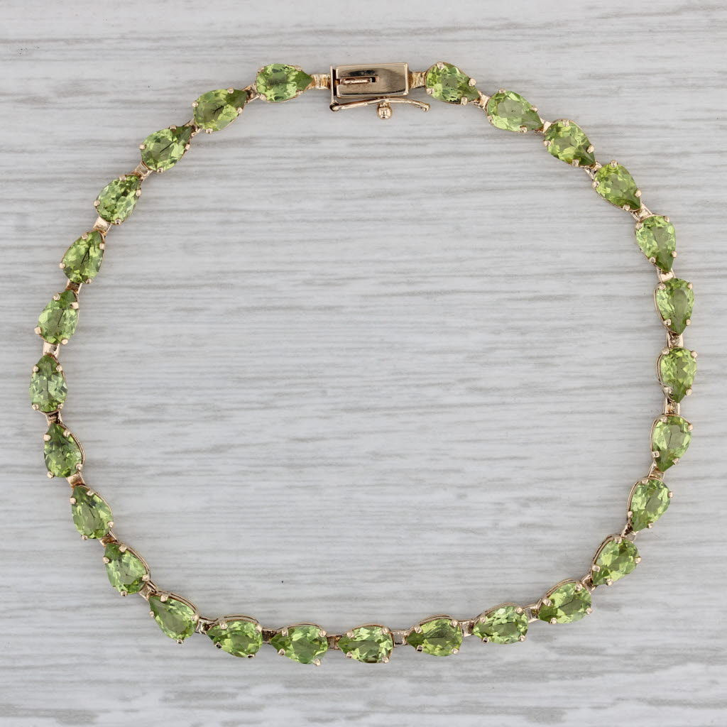 Gray 12ctw Peridot Tennis Bracelet 14k Yellow Gold 8" 4.2mm