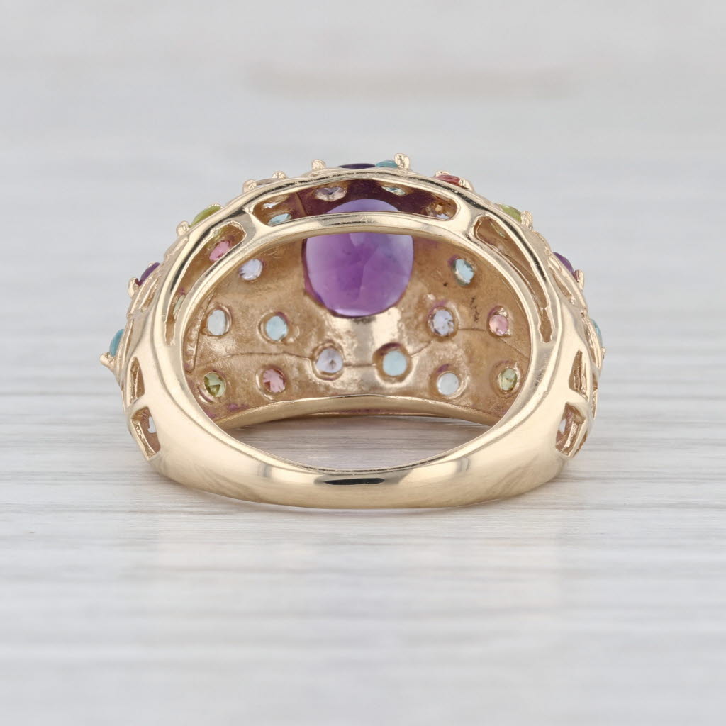 Amethyst Gemstone Ring 10k Gold Tourmaline Topaz Aquamarine Tanzanite Peridot