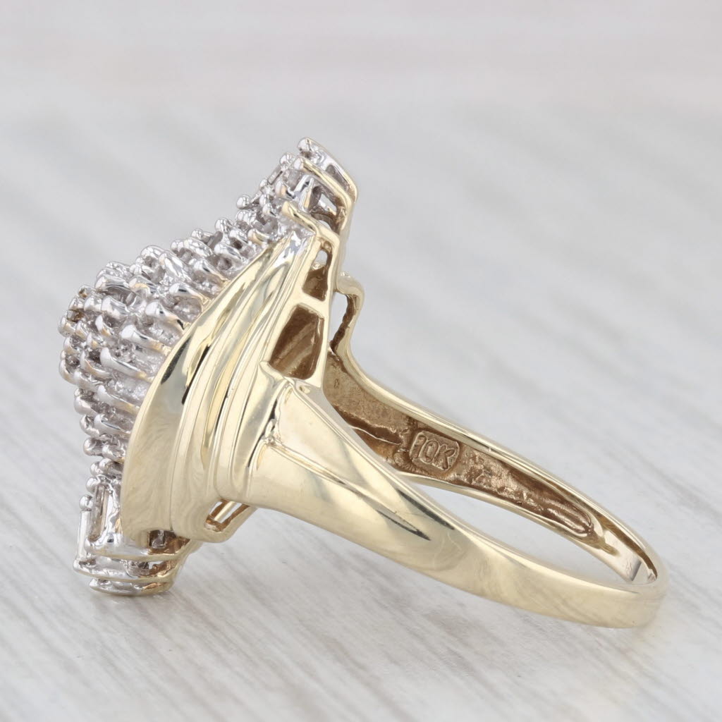 Light Gray 0.25ctw Diamond Cluster Ring 10k Yellow Gold Size 7.25