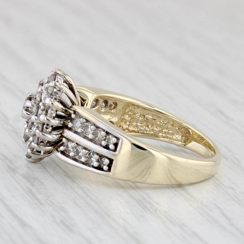 Light Gray 0.85ctw Diamond Cluster Ring 10k Yellow Gold Size 7 Engagement