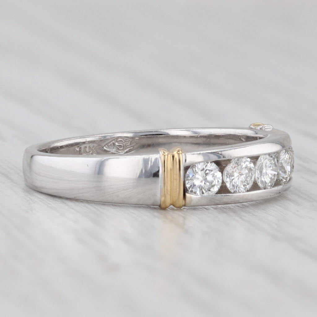 Light Gray 0.50ctw Diamond Wedding Band 14k White Yellow Gold Stackable Ring Size 6.25
