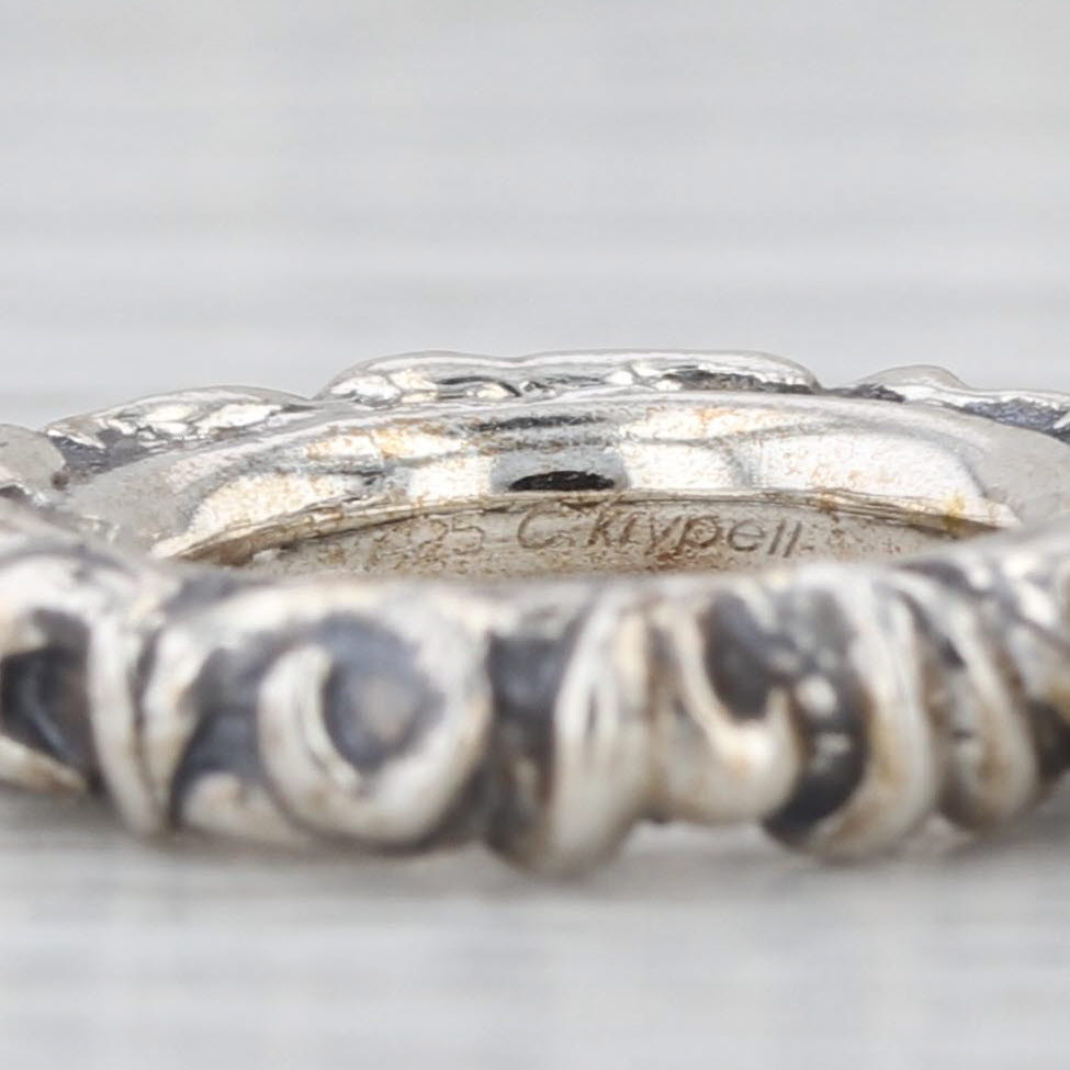 Krypell Ornate Openwork Bead Bracelet Sterling Silver 8.5" 11.3mm Toggle Clasp