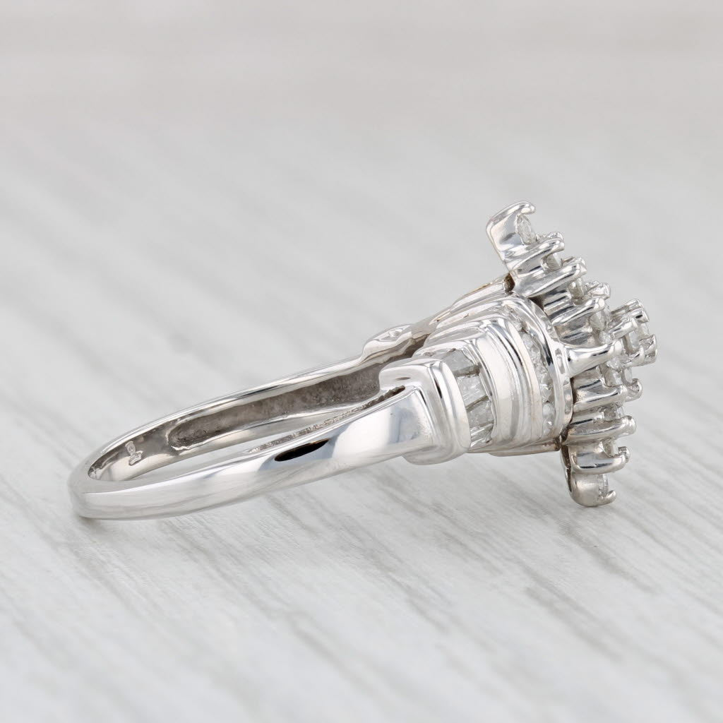 Light Gray 0.81ctw Diamond Cluster Ring 10k White Gold Size 7 Engagement