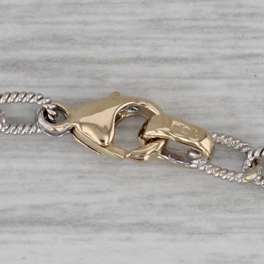 Dark Gray 6 3/4" Cable Chain Tube Station Bracelet 14k White Yellow Gold