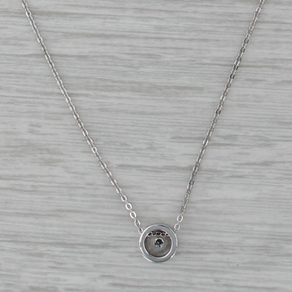 0.12ct Diamond Round Solitaire Pendant Necklace 14k White Gold 18" Cable Chain