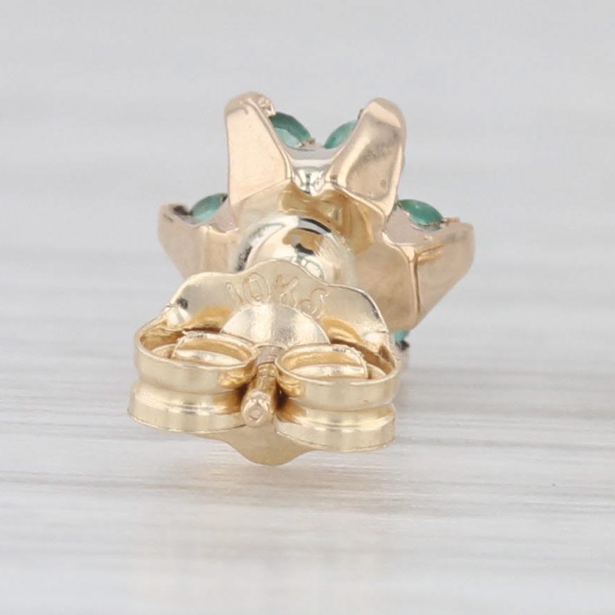 Light Gray 0.28ctw Emerald Diamond Flower Stud Earrings 10k Yellow Gold