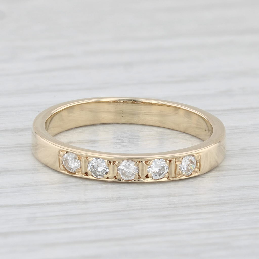 Light Gray 0.20ctw Diamond Band 14k Yellow Gold Size 7 Stackable Wedding Anniversary Band
