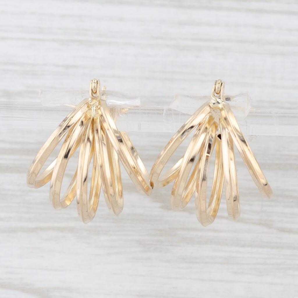 Light Gray Multi-Hoop Hoop Earrings 14k Yellow Gold Snap Top Round Hoops