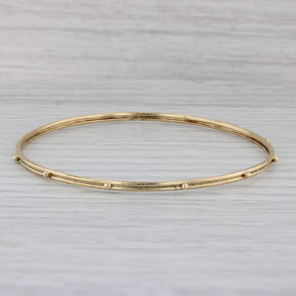 Gray Granulated Dots Bangle 18k Yellow Gold Bracelet 8" 2.5mm Emily Armenta