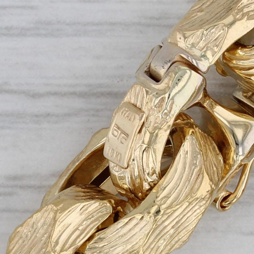 Gray Woodgrain Cable Chain Bracelet 18k Yellow Gold 7.75" 12mm