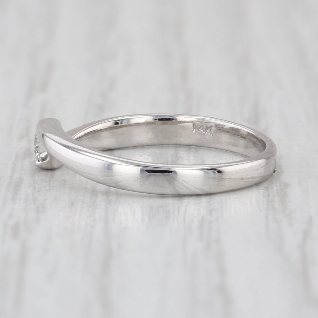 Diamond Solitaire Bypass Ring 14k White Gold Size 4.5 Stackable