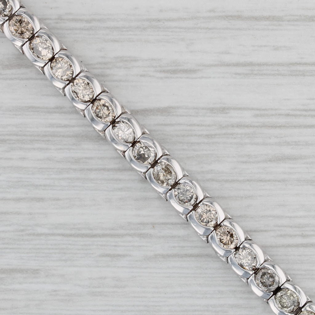Gray 5ctw Champagne Diamond Tennis Bracelet 14k White Gold 7" 4.8mm