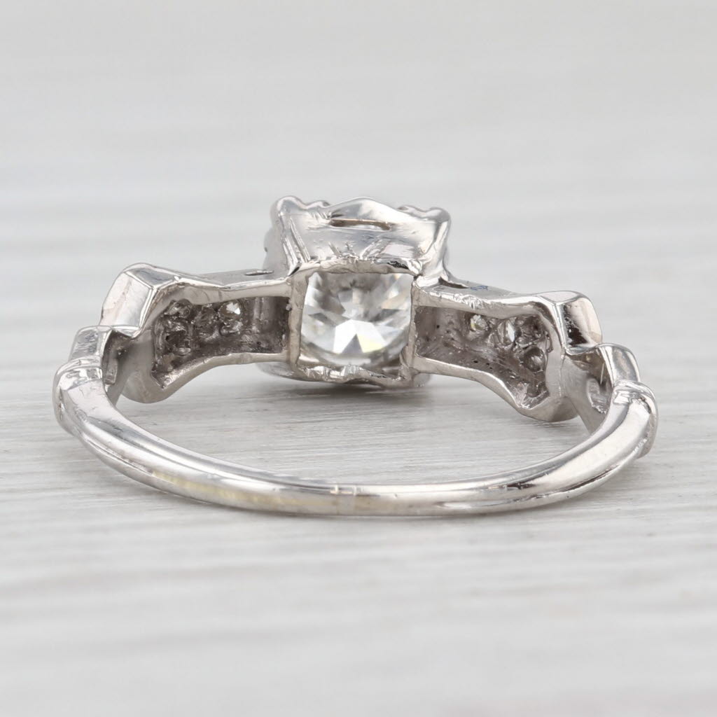 Light Gray Art Deco 0.62ctw Transitional Round Diamond Engagement Ring Platinum Size 4.75