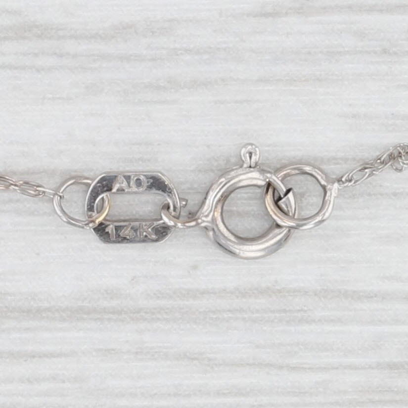 Light Gray Skeleton Key Pendant Necklace 14k White Gold 16" Fine Rope Chain