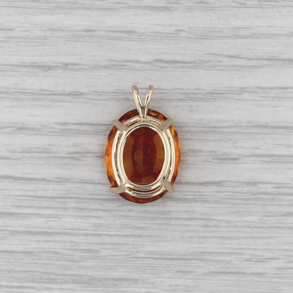 14ct Oval Portuguese Citrine Pendant 14k Yellow Gold Solitaire