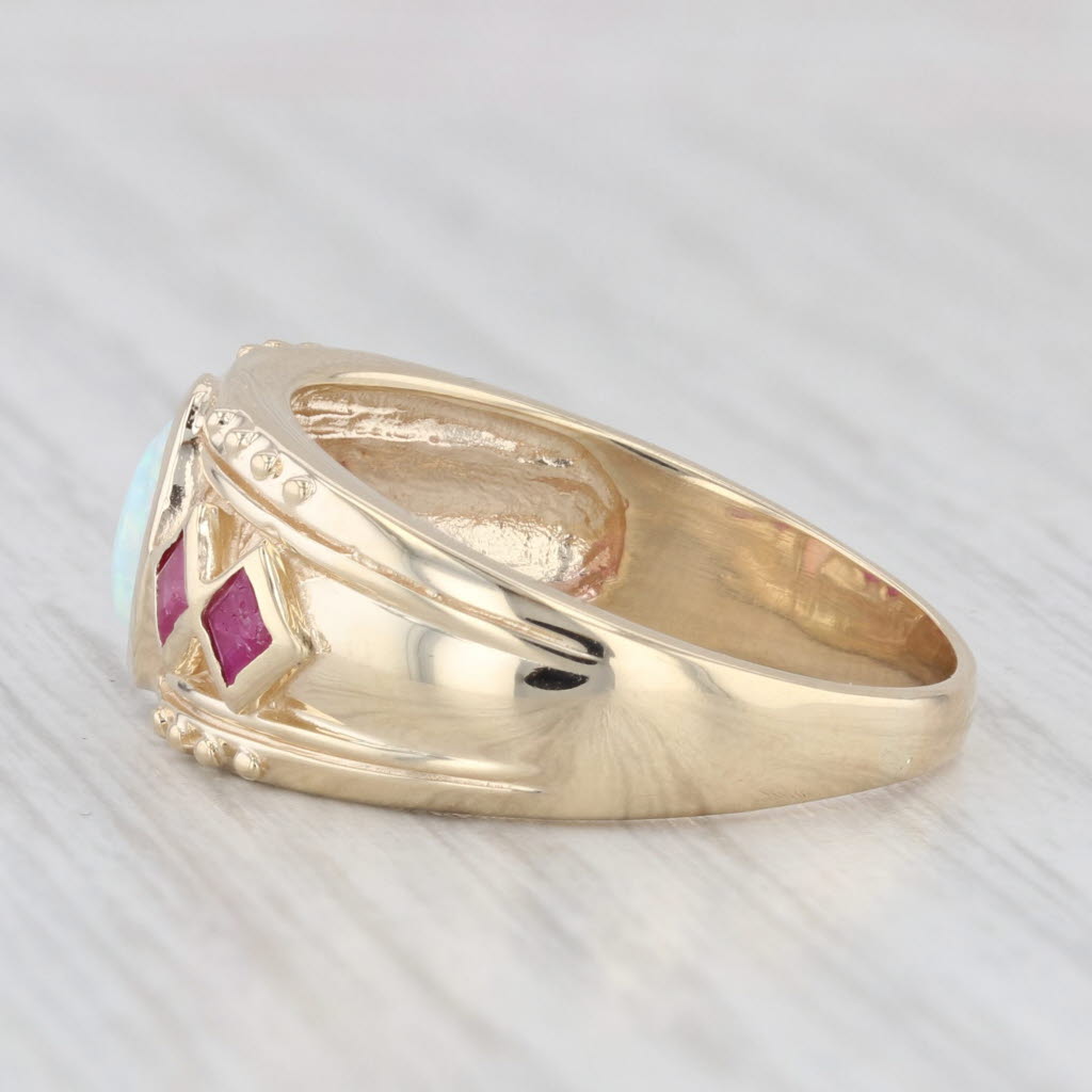 Light Gray Lab Created Opal Ruby Ring 10k Yellow Gold Size 8.5