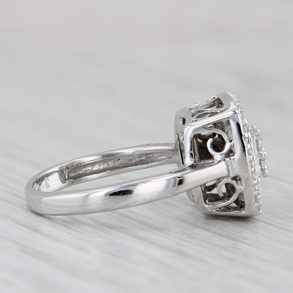Gray 0.32tw Diamond Halo Engagement Ring 14k White Gold Size 3.75