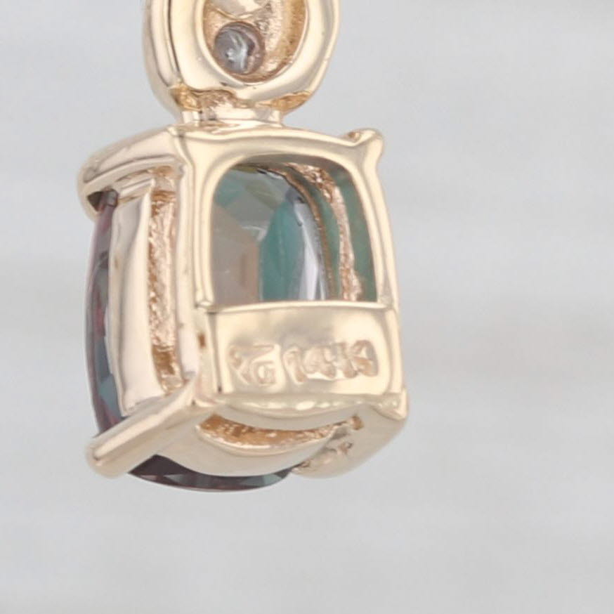 Light Gray 2.53ctw Lab Created Alexandrite Diamond Dangle Earrings 14k Yellow Gold