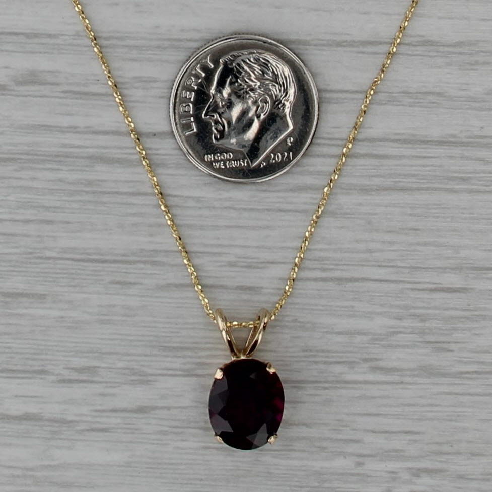 Indian Grape Garnet Solitaire Pendant 14k Yellow Gold 15.75" Nugget Chain