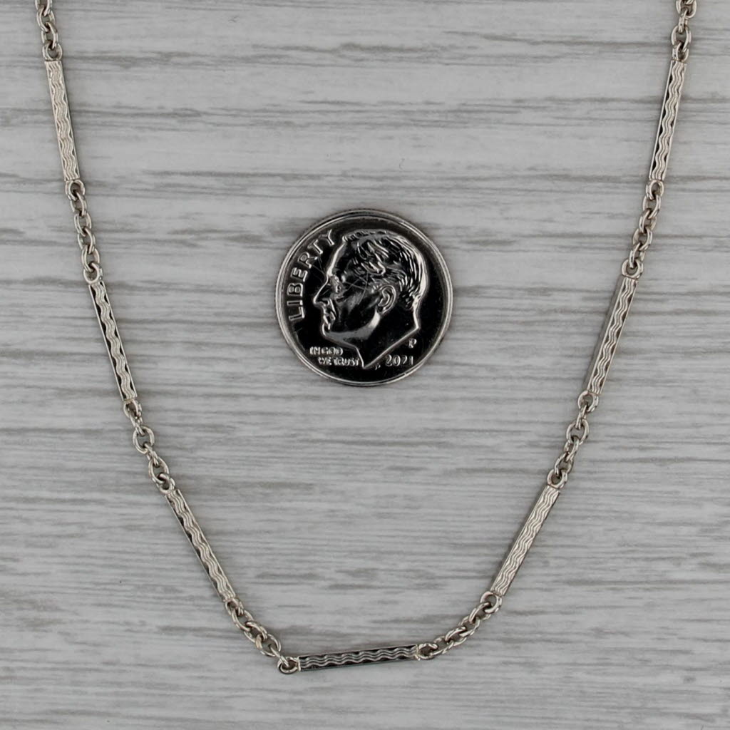 Vintage Bar Link Watch Chain Necklace 14k White Gold 14.25" 1.8mm