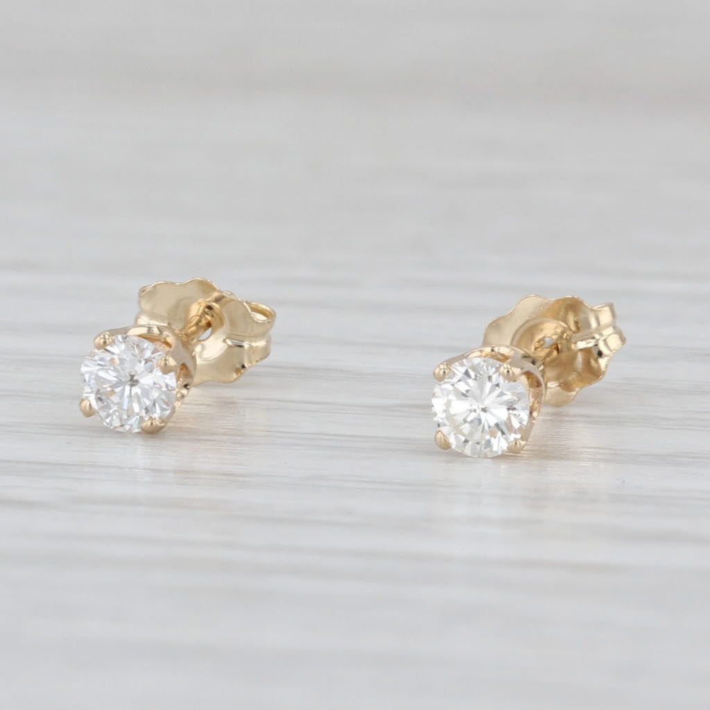 0.32ctw Diamond Stud Earrings 14k Yellow Gold Round Solitaire Studs