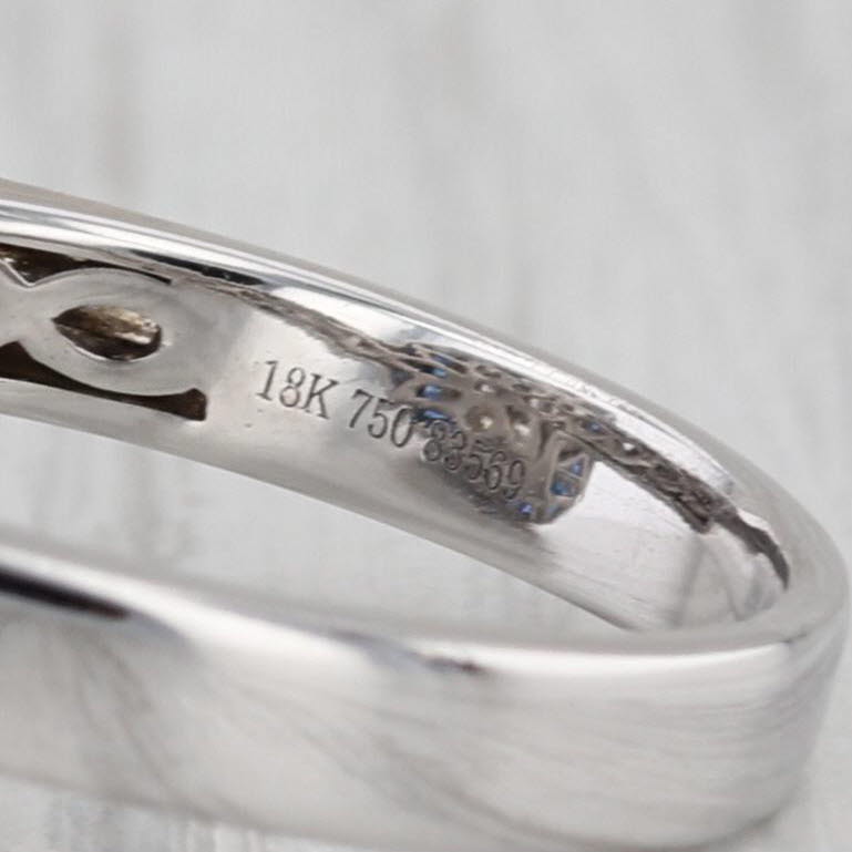 2.07ctw Diamond Blue Sapphire Halo Engagement Ring 18k White Gold Size 7