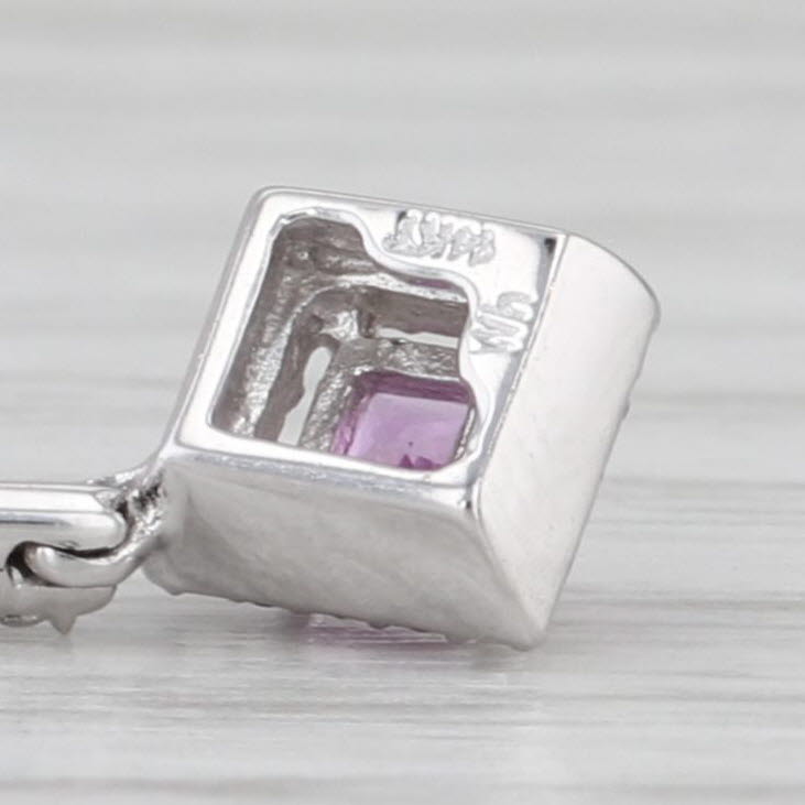0.43ctw Pink Sapphire Diamond Drop Pendant 14k White Gold