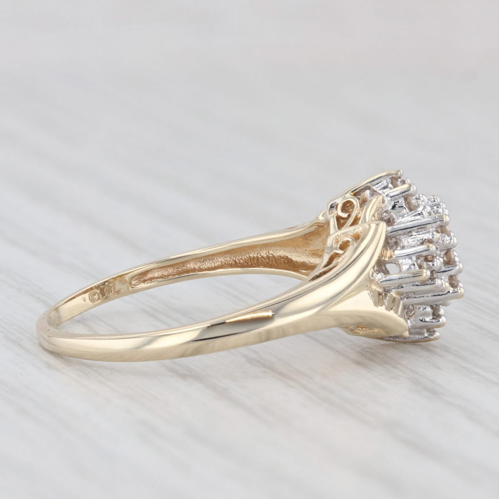 Light Gray 0.20ctw Diamond Cluster Ring 10k Yellow Gold Size 8.5 Engagement