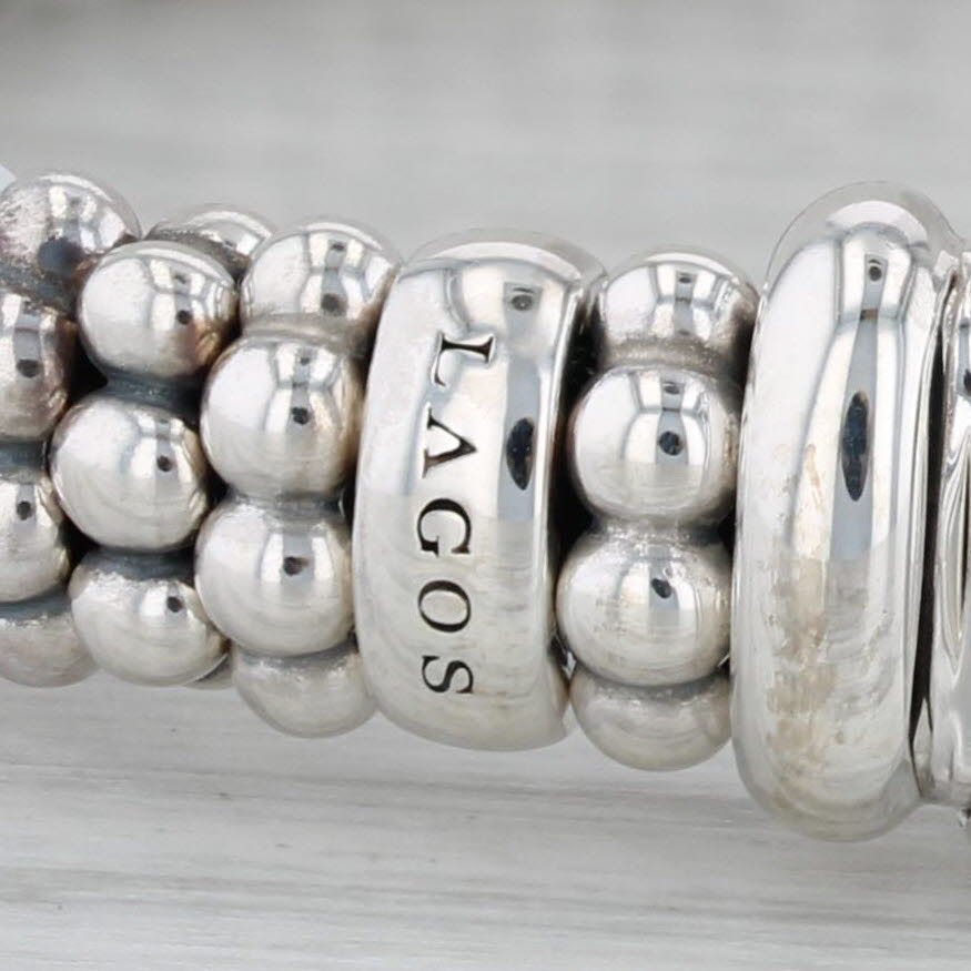Gray Lagos Caviar Diamond Ceramic Single Station Bracelet Sterling Silver 18k Gold