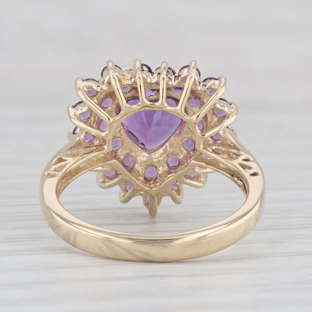 Light Gray 1.90ctw Amethyst Heart Ring 14k Yellow Gold Size 7 Cocktail Cluster