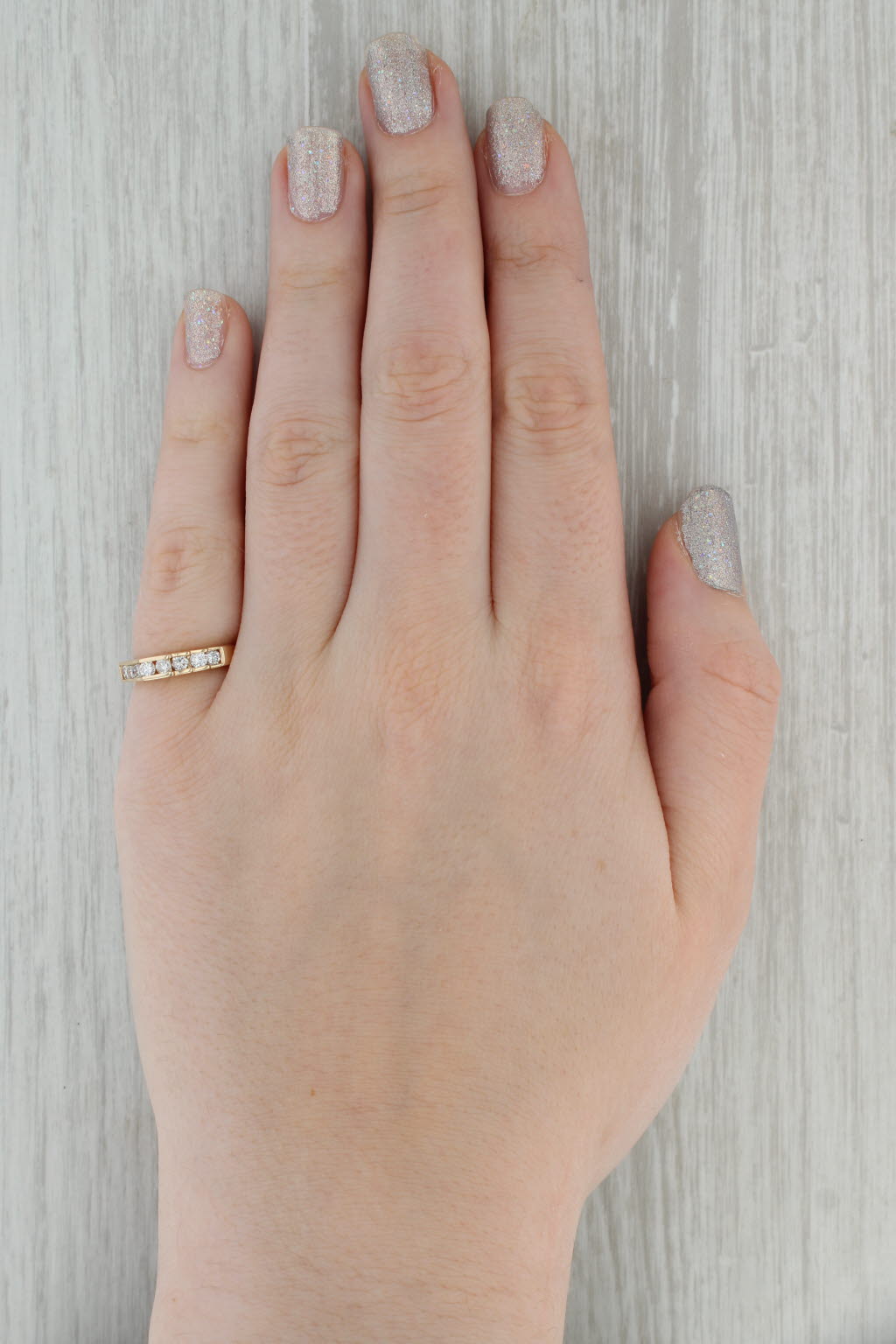 Dark Gray 0.50ctw Tiered Diamond Ring 14k Yellow Gold Size 5.5 Stackable