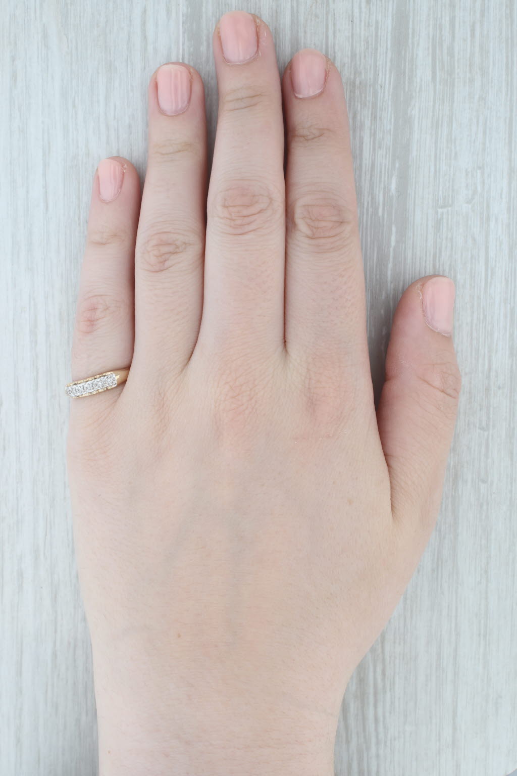Gray Diamond Wedding Band 14k Yellow Gold Size 7.5 Stackable Ring
