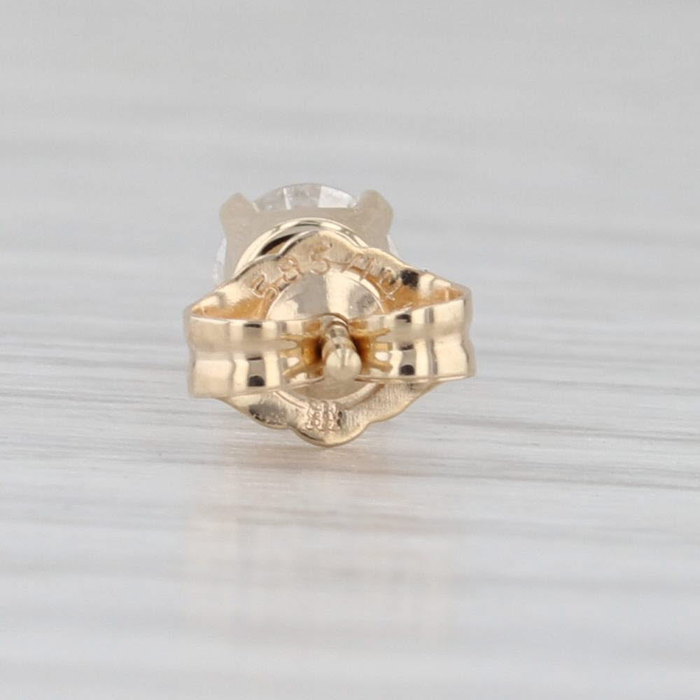 Light Gray Single Diamond Stud Earring 0.30ct 14k Yellow Gold Round Solitaire