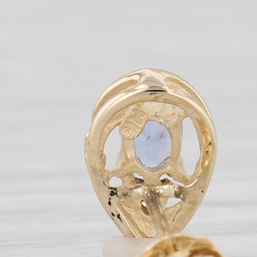Light Gray 0.40ctw Tanzanite Teardrop Stud Earrings 14k Yellow Gold Diamond Accents