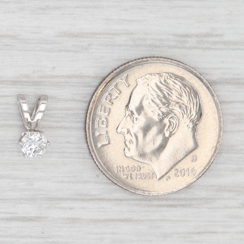 Light Gray New 0.14ct Round Solitaire Small Drop Pendant 14k White Gold