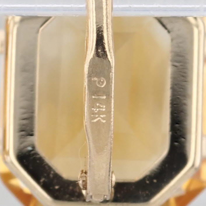 9.40ctw Citrine Solitaire Drop Earrings 14k Yellow Gold Lever Backs