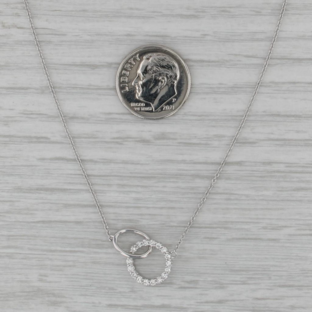 New 0.25ctw Diamond Linked Rings Necklace 14k White Gold 18" Cable Chain