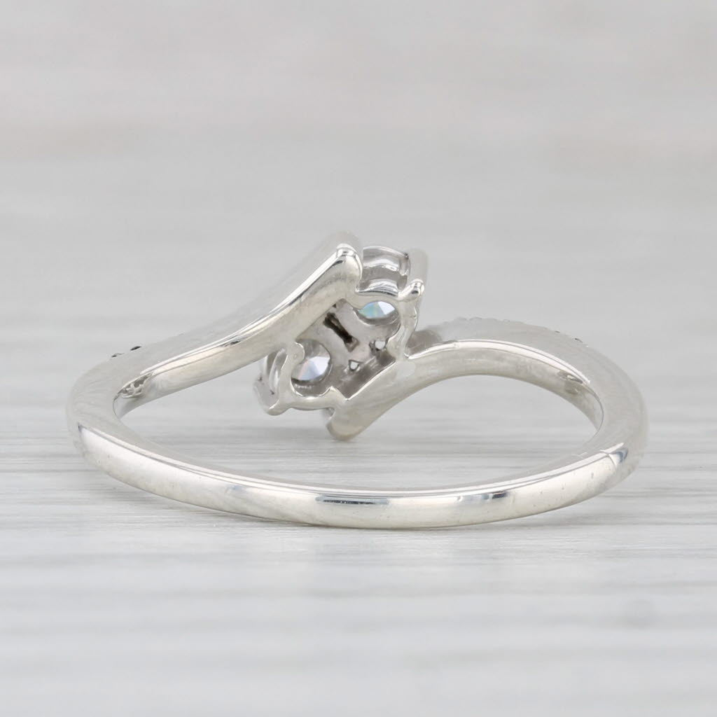 Light Gray 0.22ctw 2-Stone Bypass Diamond Ring Sterling Silver Size 6.75 Anniversary