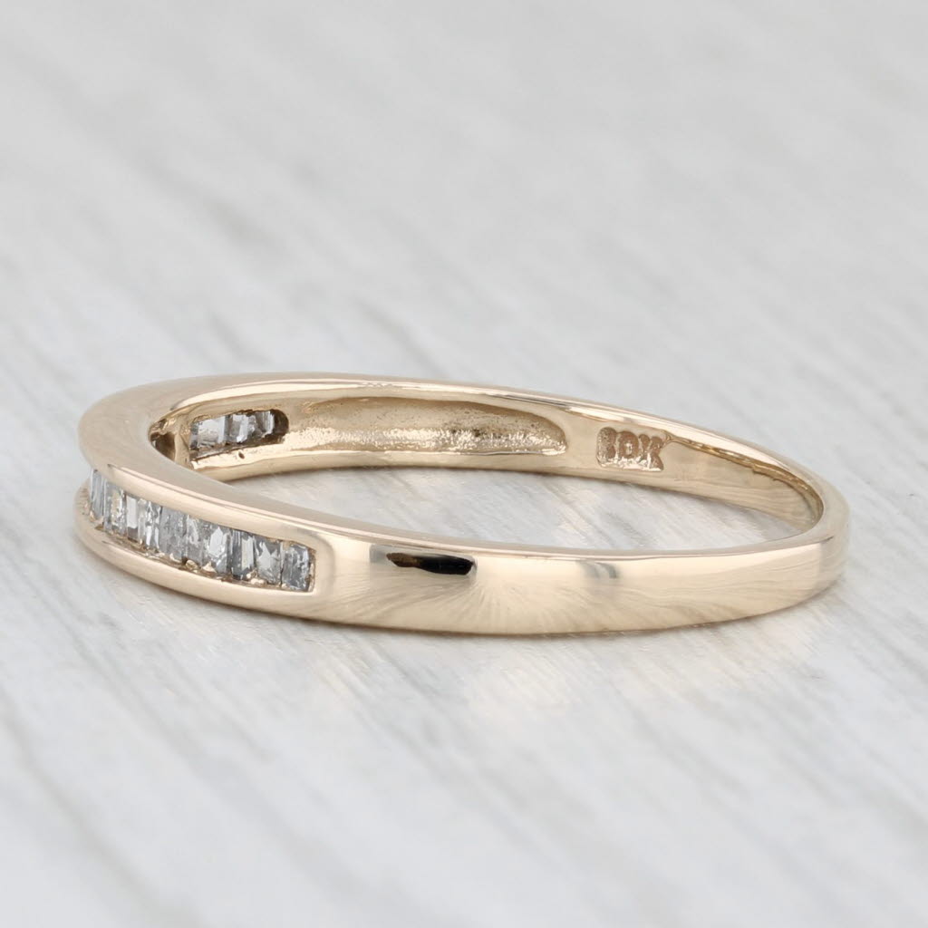 Light Gray 0.19ctw Baguette Diamond Wedding Band 10k Yellow Gold Size 8.25 Stackable Ring