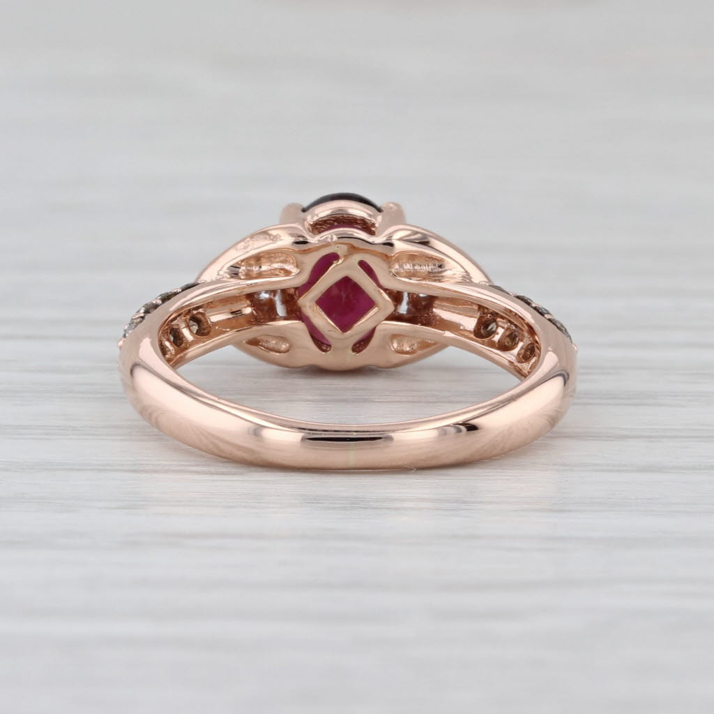 0.91ctw Rhodolite Garnet Champagne White Diamond Ring 14k Rose Gold Size 5.75