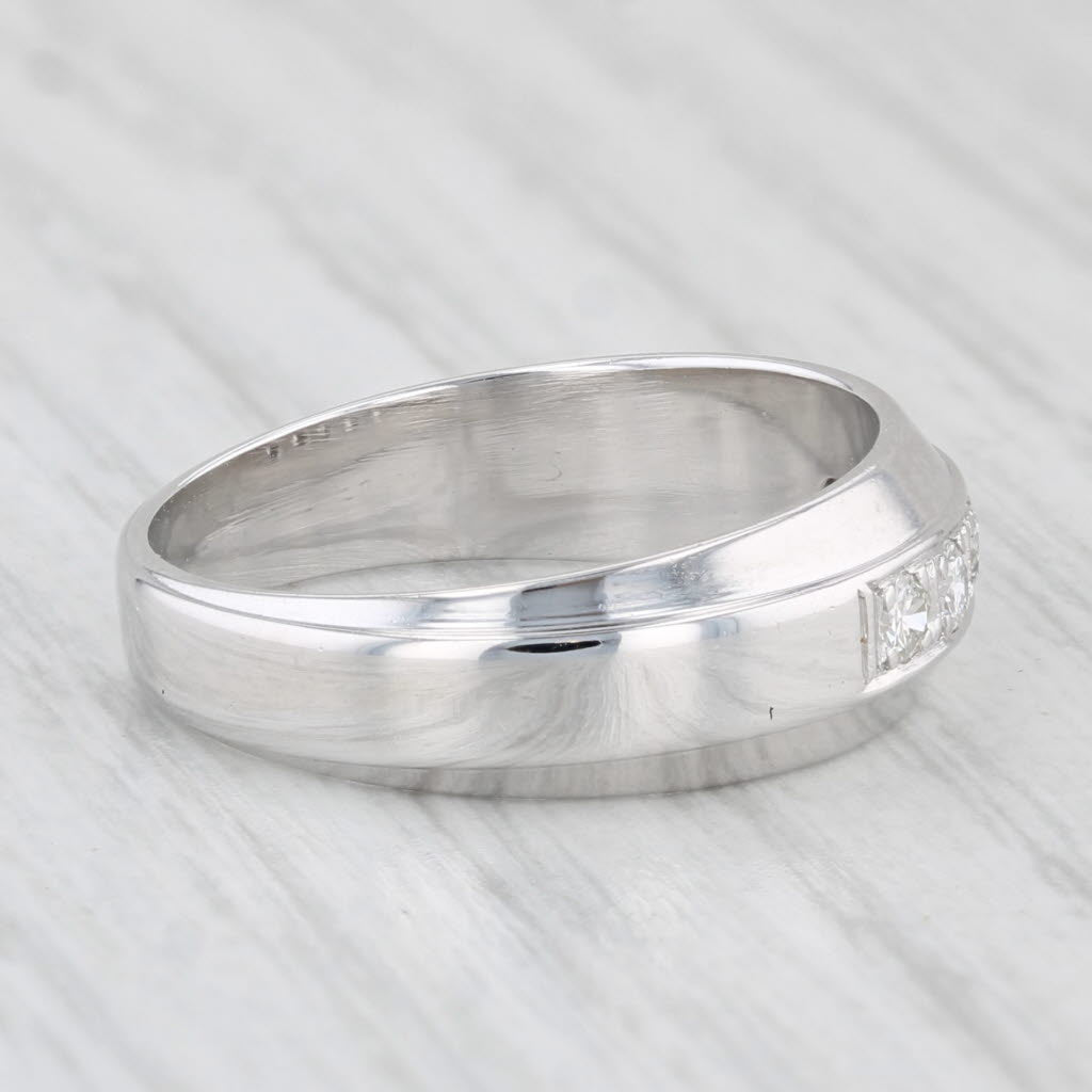 Light Gray 0.15ctw Diamond Wedding Band 14k White Gold Size 6.75 Stackable Ring