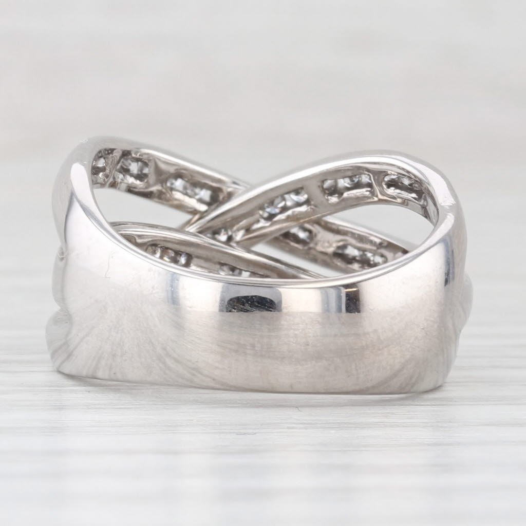 Light Gray 0.60ctw Diamond Overlay Layered Band Ring 14k White Gold Size 7.25