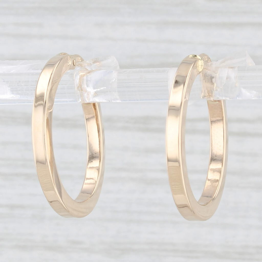 Light Gray New Round Hoop Earrings 14k Yellow Gold Pierced Hoops Snap Top