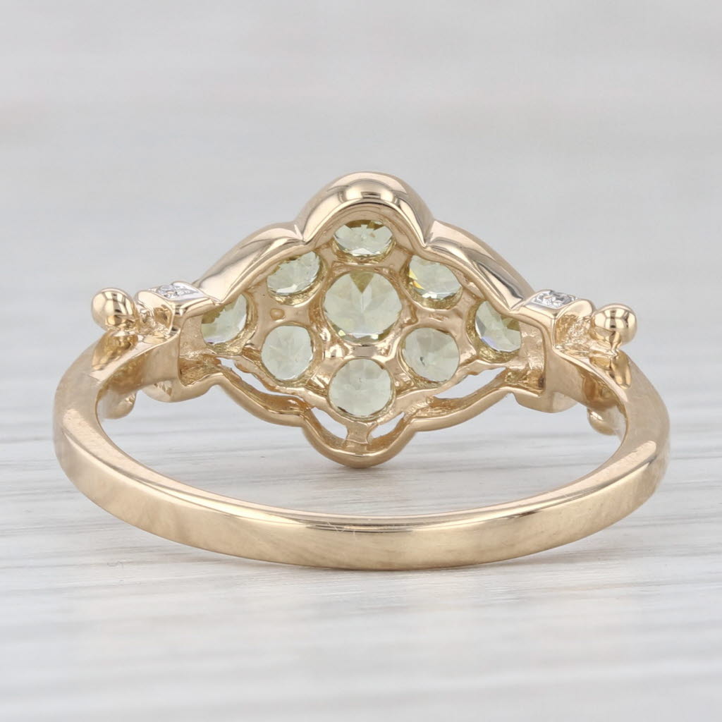 1.52ctw Green Chrysoberyl Cluster Diamond Ring 14k Yellow Gold Size 9.25