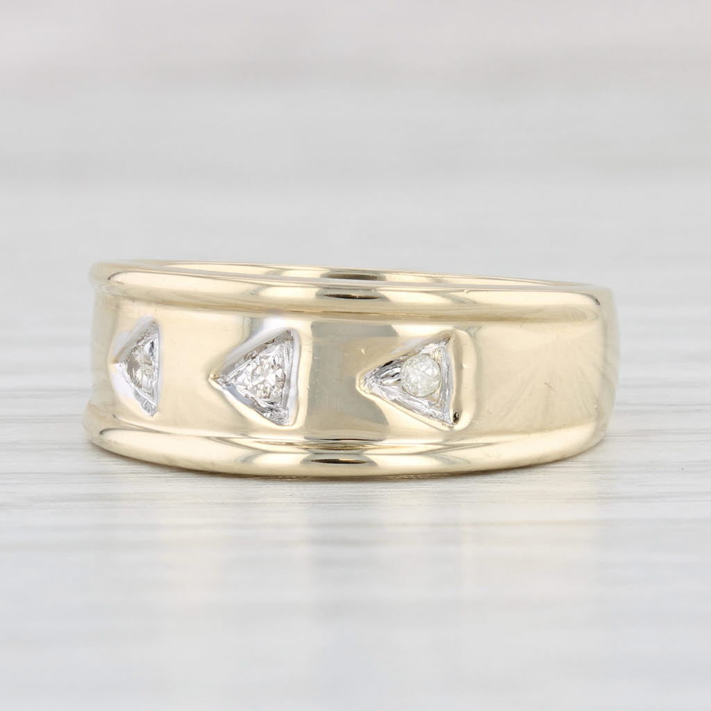 Light Gray Diamond 3-Stone Band 14k Yellow Gold Size 8 Wedding Ring