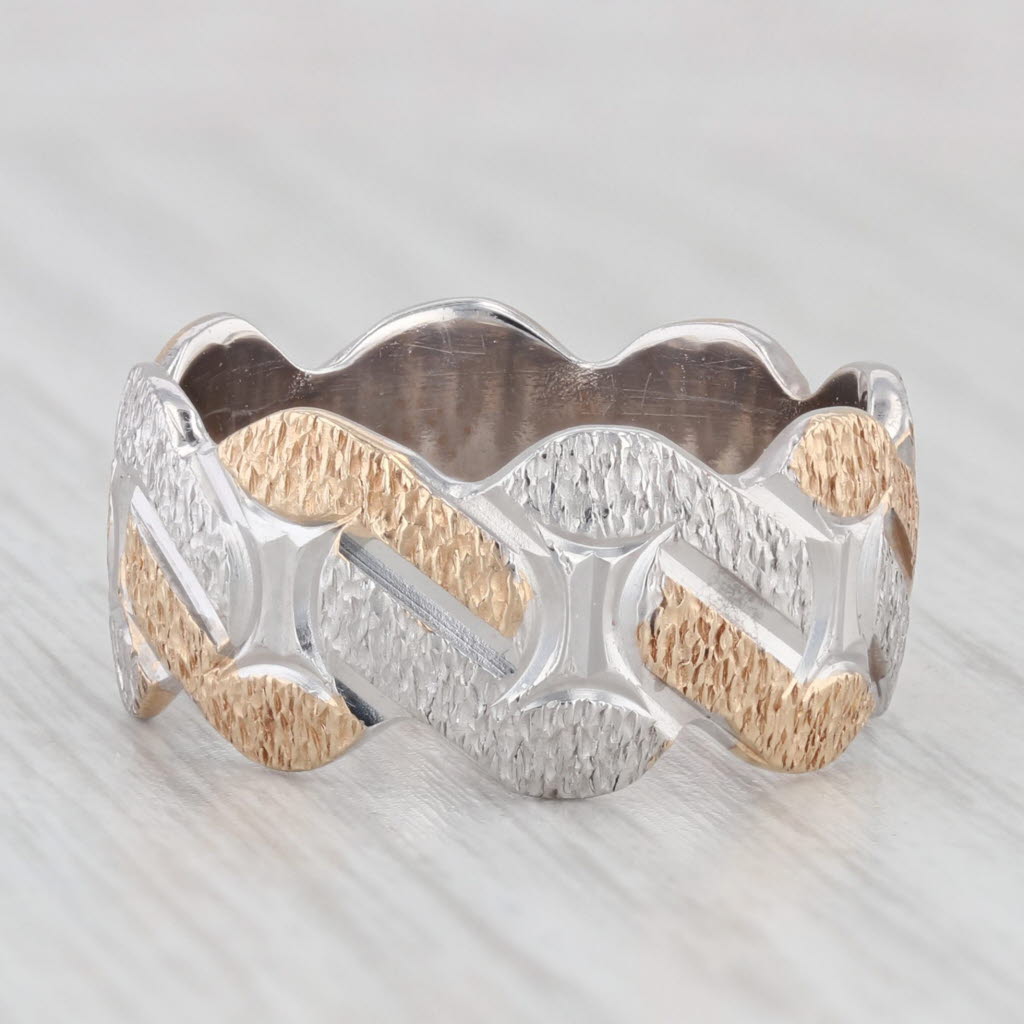 Light Gray 2-toned Knotwork Ring 14k Yellow White Gold Size 8.25 Band