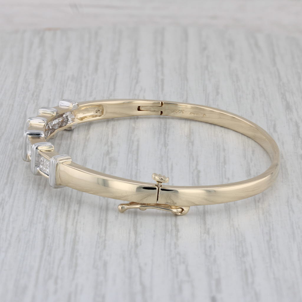 Gray 1.65ctw Diamond Bangle Bracelet 14k Yellow White Gold 6.5"